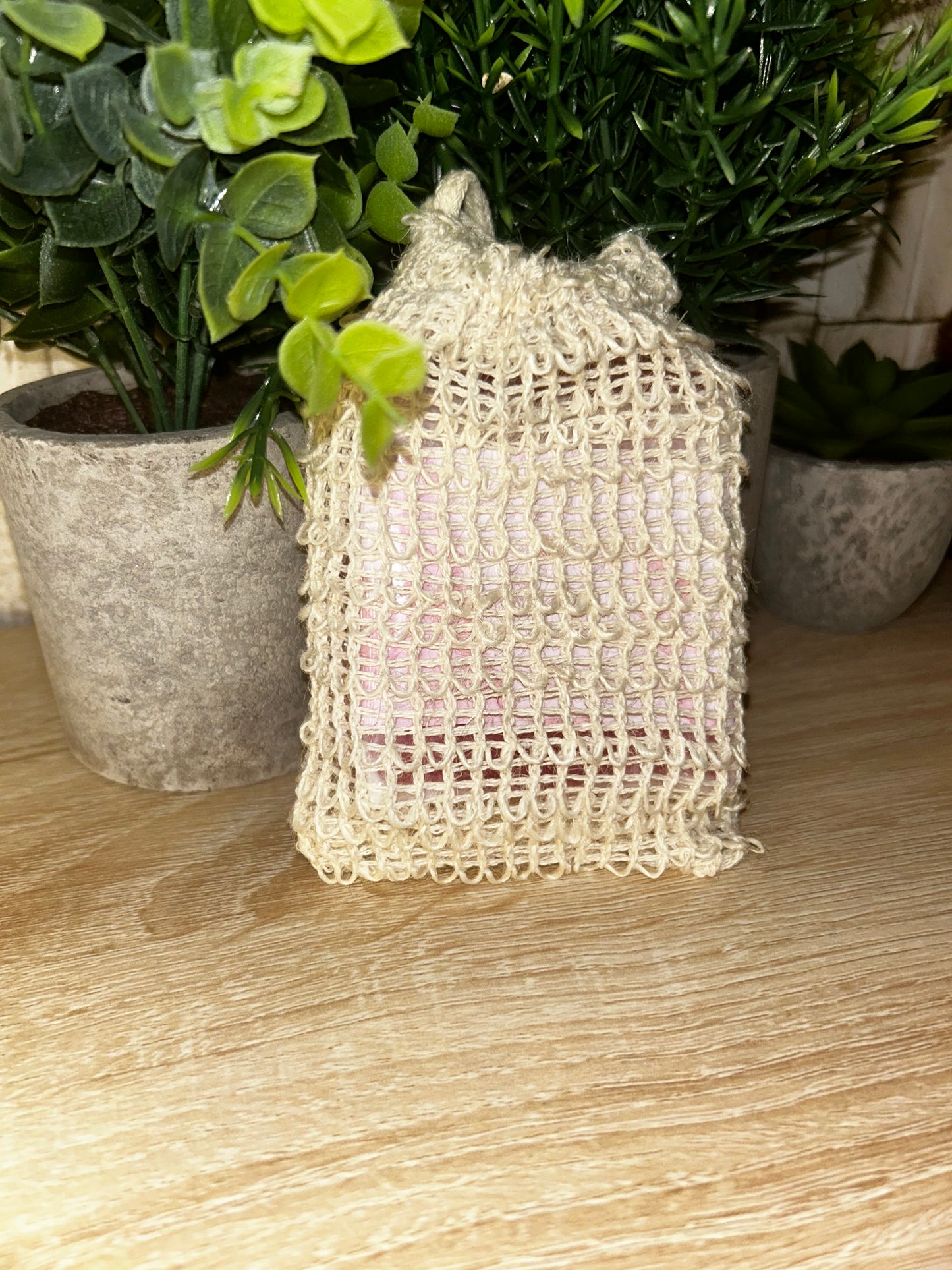 Bamboo soap exfoliating baggie